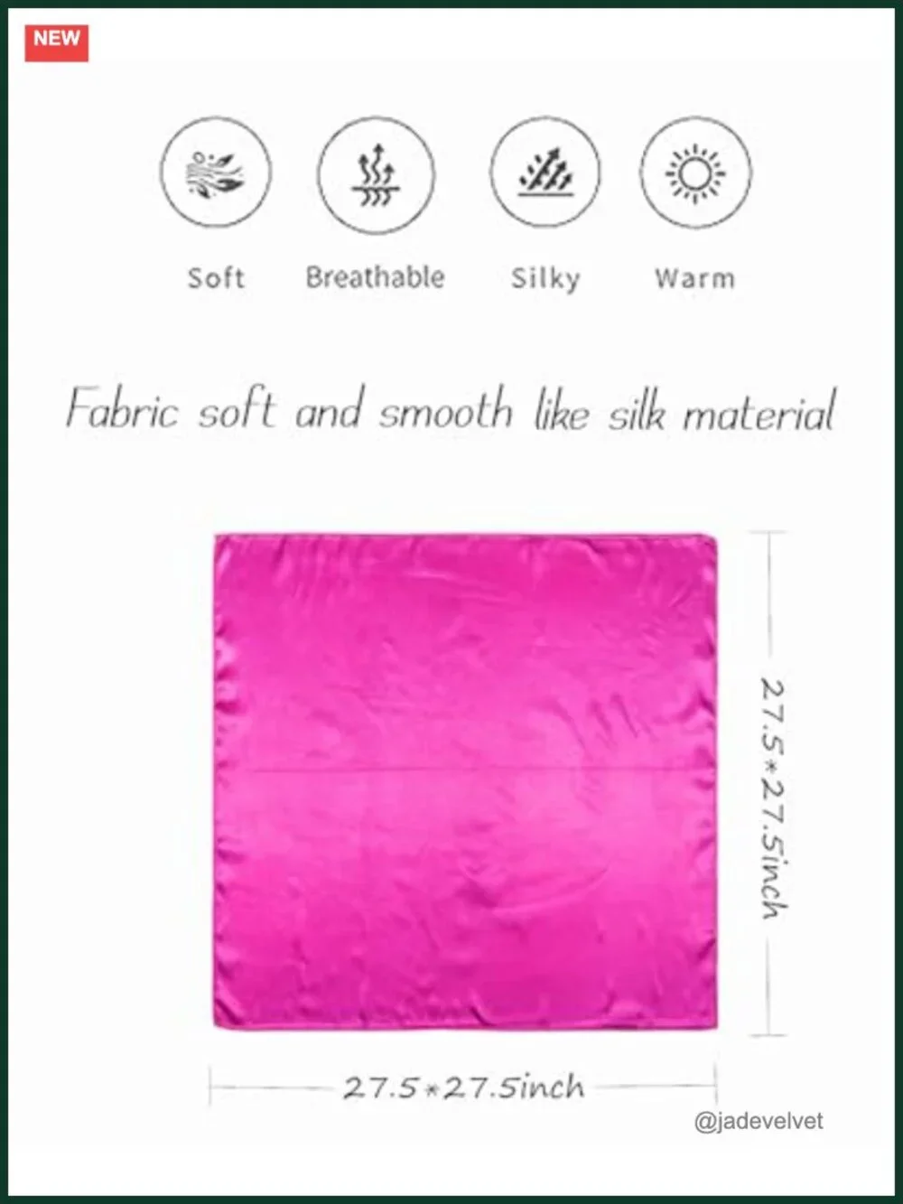 Satin Square Scarf for Women, Silk-Like Handkerchief, Hair Ribbon, Handbag